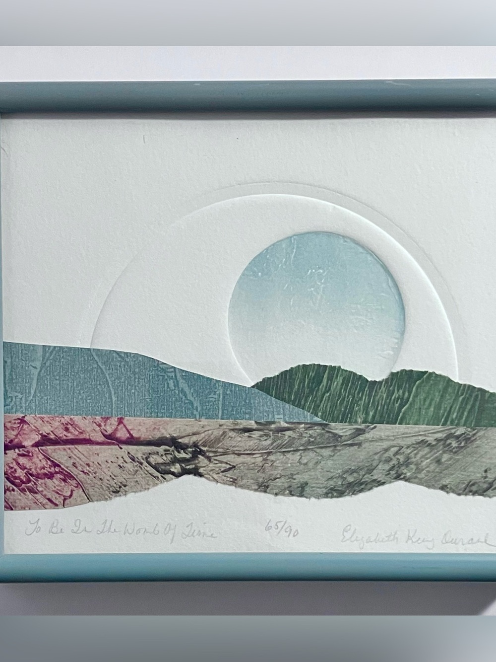 Listed ELIZABETH KING DURAND / Small ETCHING-COLLAGE / To Be In The Womb Of Time